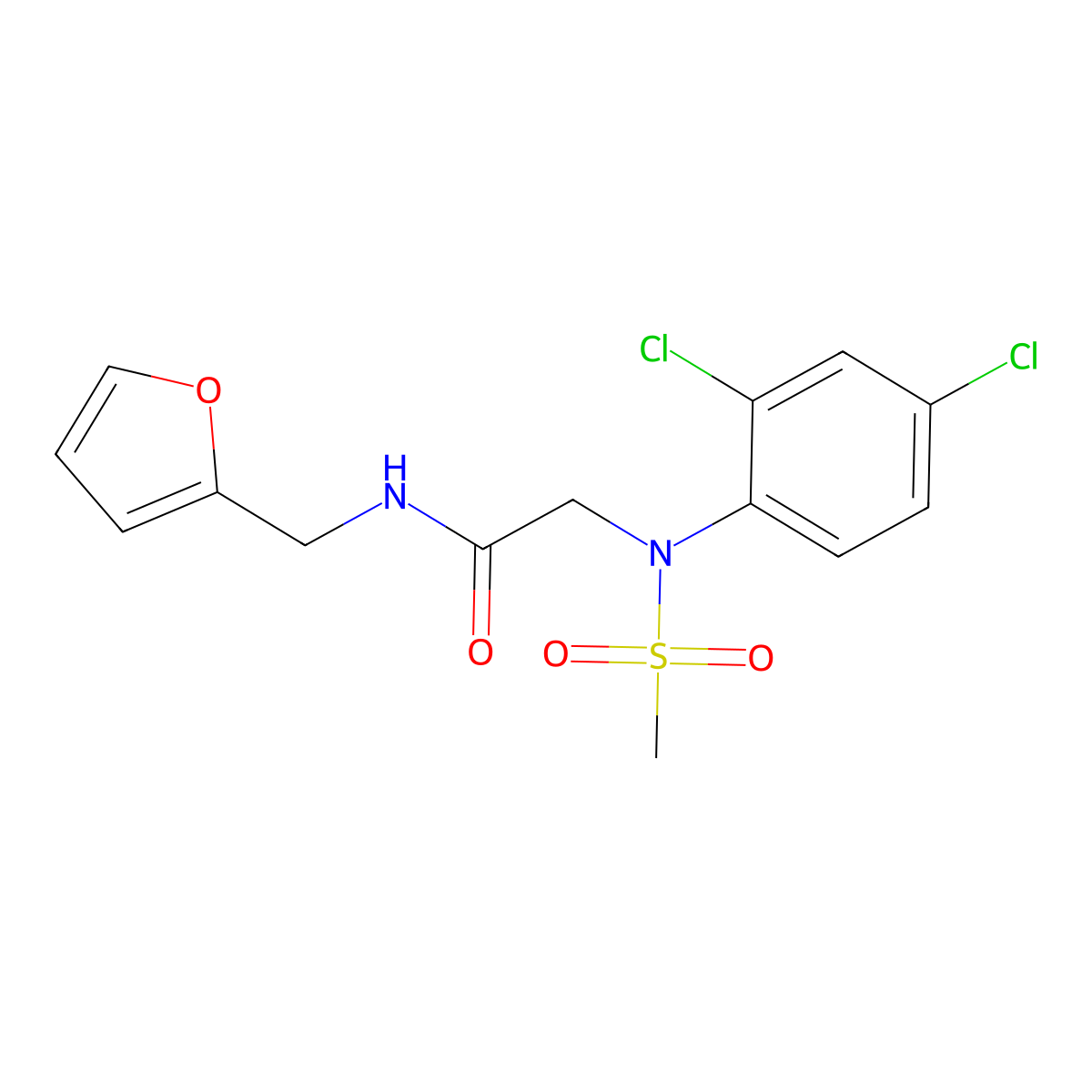 2-(2,4-dichloro-N-methylsulfonylanilino)-N-(furan-2-ylmethyl)acetamide molecular structure, CAS 831198-59-5