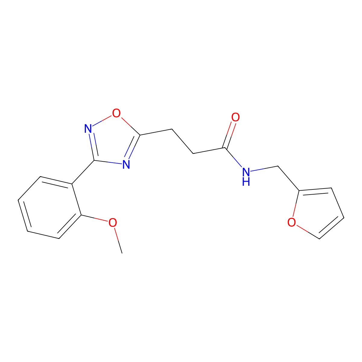 N-(furan-2-ylmethyl)-3-[3-(2-methoxyphenyl)-1,2,4-oxadiazol-5-yl]propanamide molecular structure, CAS 831198-78-8