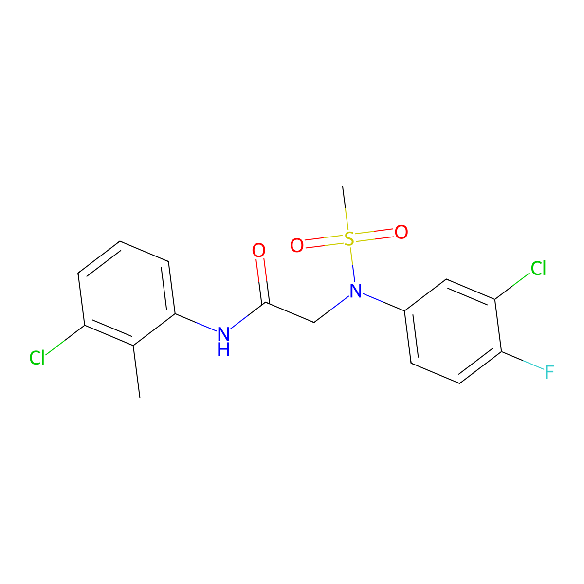 2-[(3-Chloro-4-fluorophenyl)(methylsulfonyl)amino]-N-(3-chloro-2-methylphenyl)acetamide molecular structure, CAS 831198-98-2
