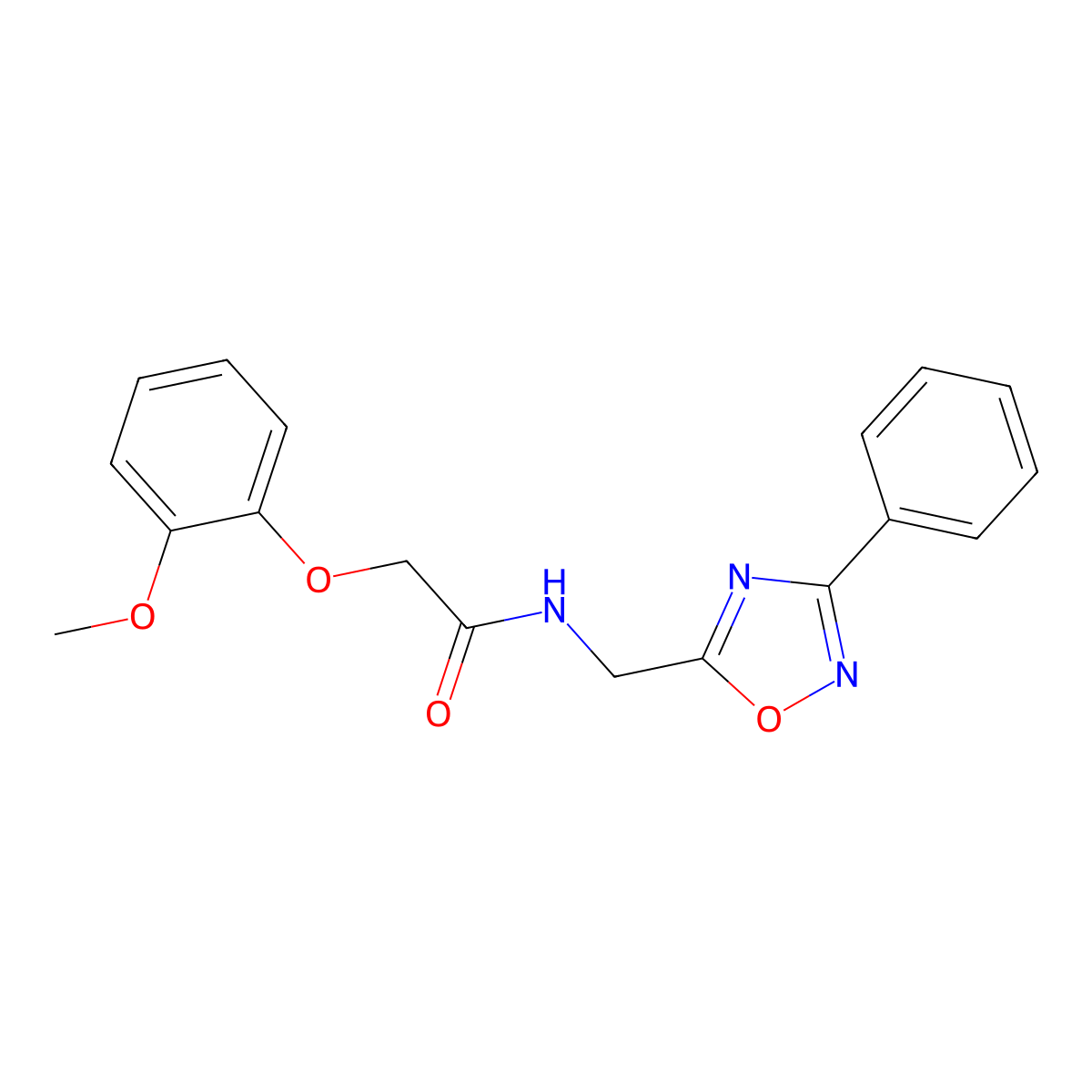 2-(2-methoxyphenoxy)-N-[(3-phenyl-1,2,4-oxadiazol-5-yl)methyl]acetamide molecular structure, CAS 831199-07-6