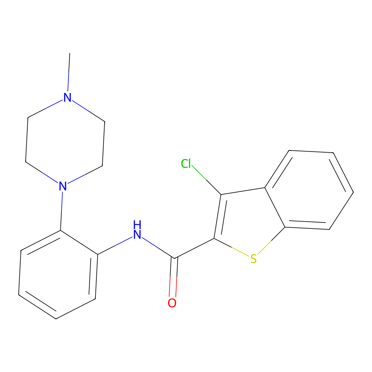 3-chloro-N-[2-(4-methyl-1-piperazinyl)phenyl]-1-benzothiophene-2-carboxamide molecular structure, CAS 831199-23-6