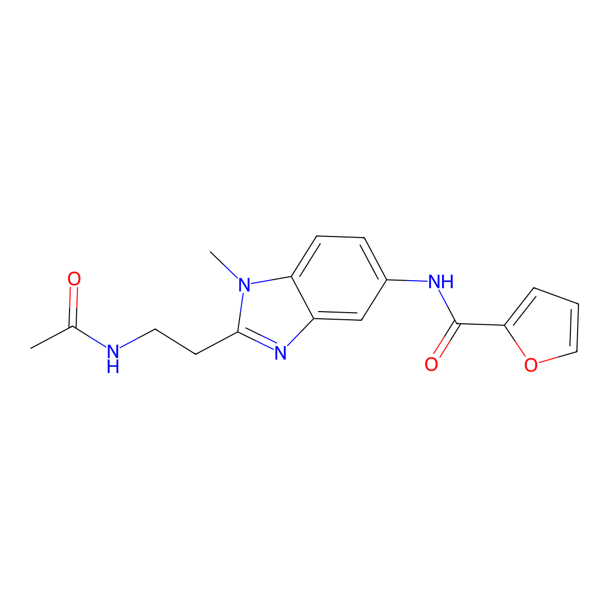 N-{2-[2-(acetylamino)ethyl]-1-methyl-1H-benzimidazol-5-yl}furan-2-carboxamide molecular structure, CAS 831199-26-9
