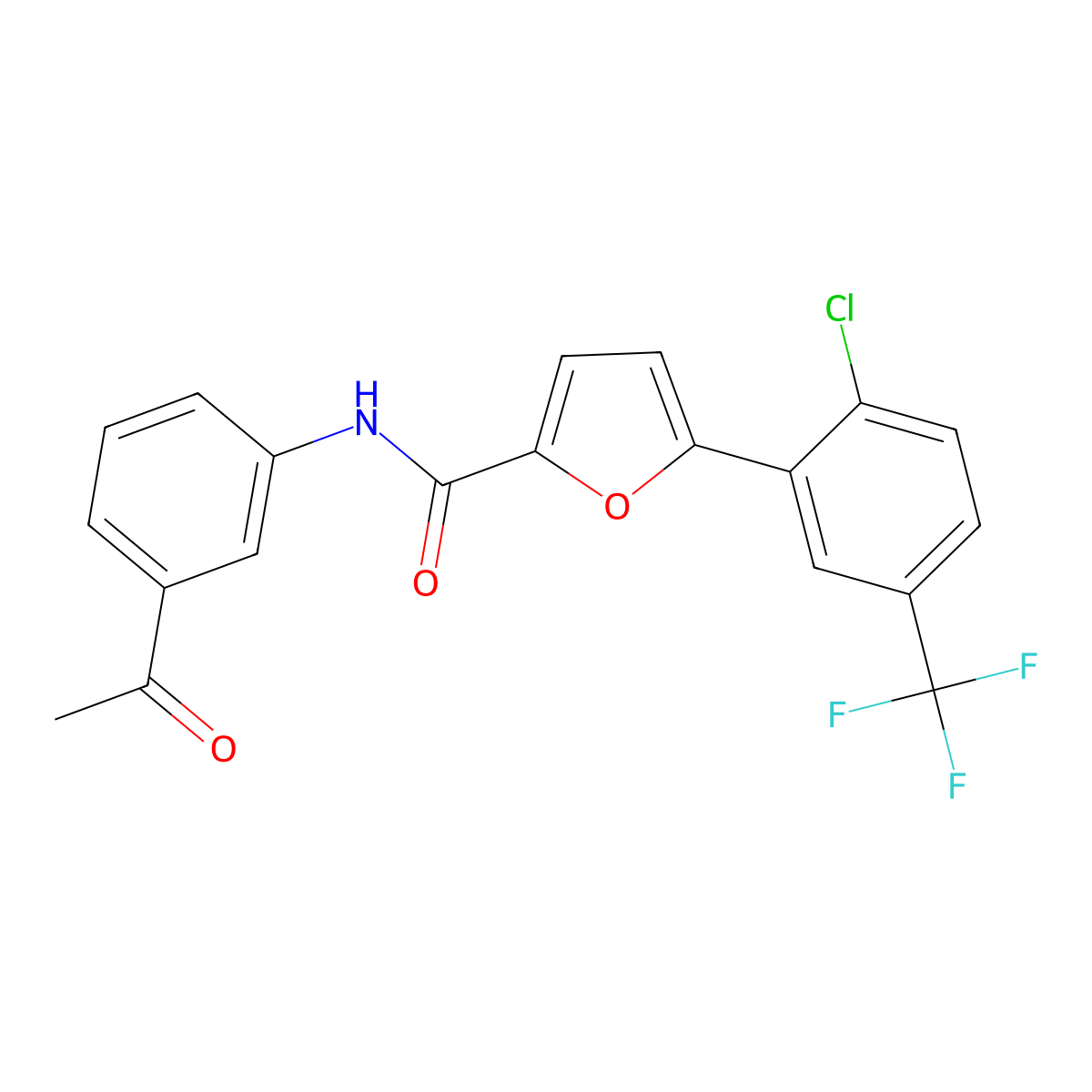 N-(3-acetylphenyl)-5-[2-chloro-5-(trifluoromethyl)phenyl]furan-2-carboxamide molecular structure, CAS 831199-40-7