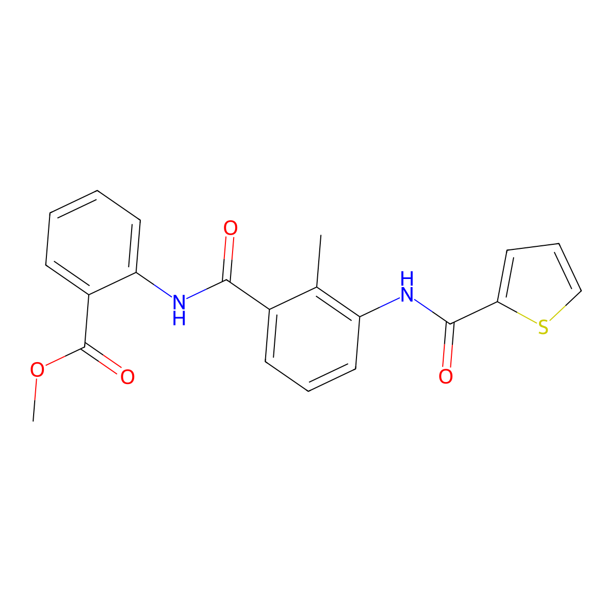 Methyl 2-[({2-methyl-3-[(thiophen-2-ylcarbonyl)amino]phenyl}carbonyl)amino]benzoate molecular structure, CAS 831199-52-1