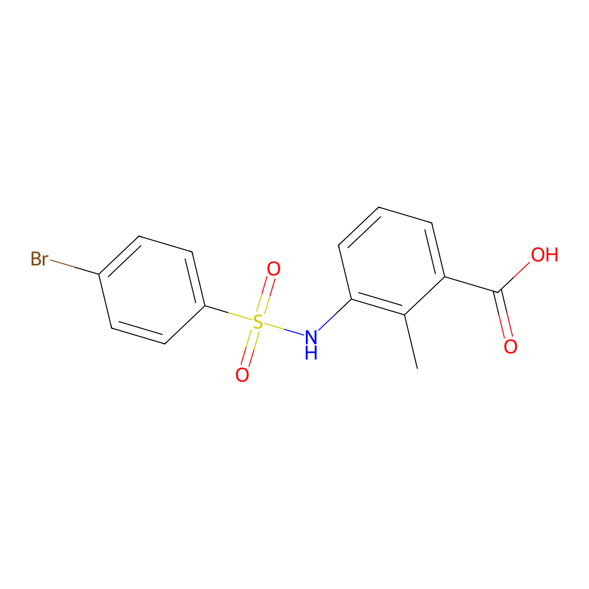 3-{[(4-Bromophenyl)sulfonyl]amino}-2-methylbenzoic acid molecular structure, CAS 831199-53-2