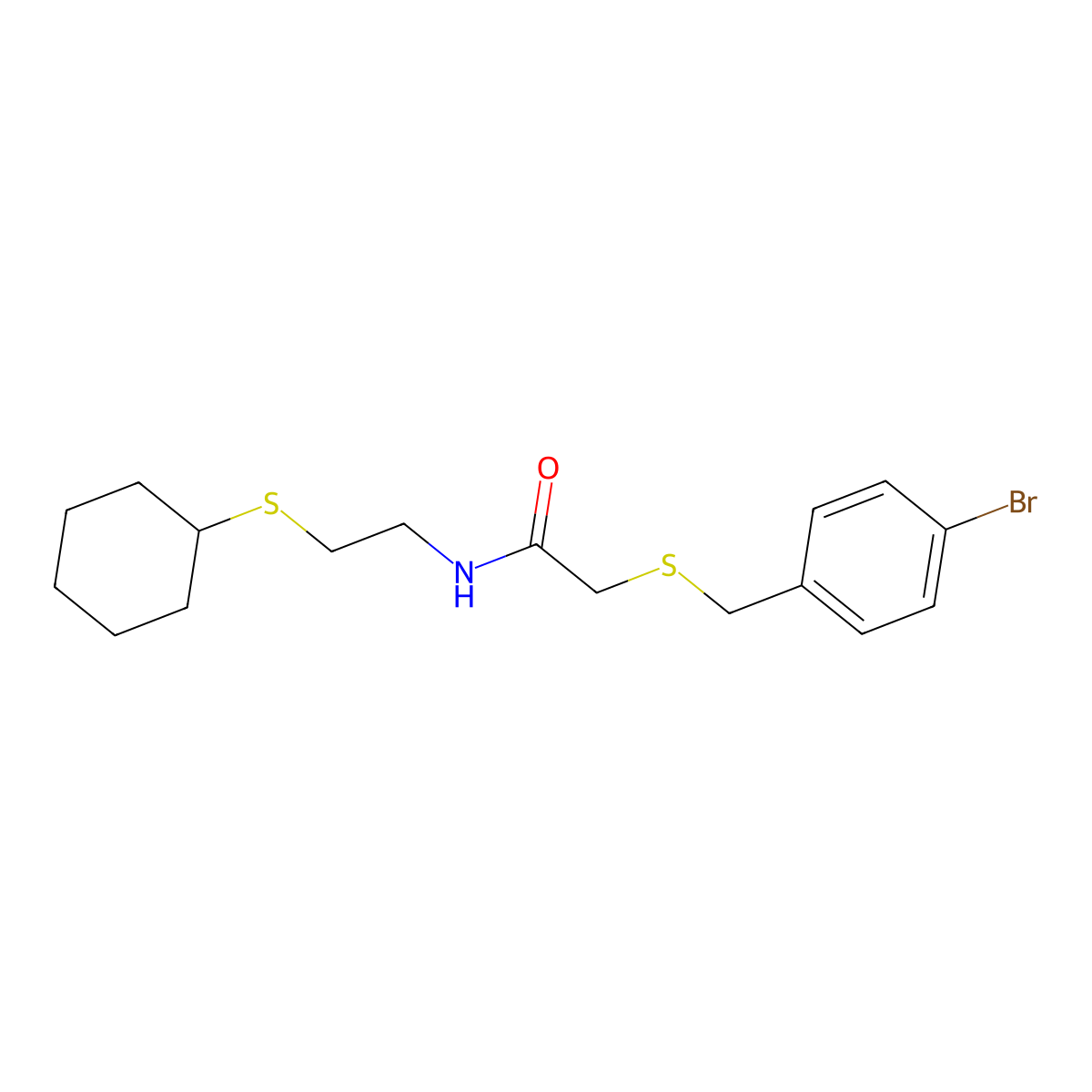 2-[(4-bromobenzyl)sulfanyl]-N-[2-(cyclohexylsulfanyl)ethyl]acetamide molecular structure, CAS 831199-94-1