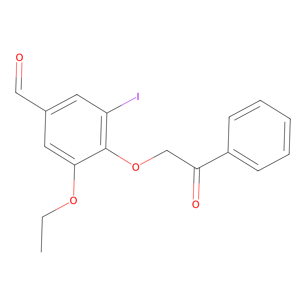 3-Ethoxy-5-iodo-4-(2-oxo-2-phenylethoxy)benzaldehyde molecular structure, CAS 831200-04-5