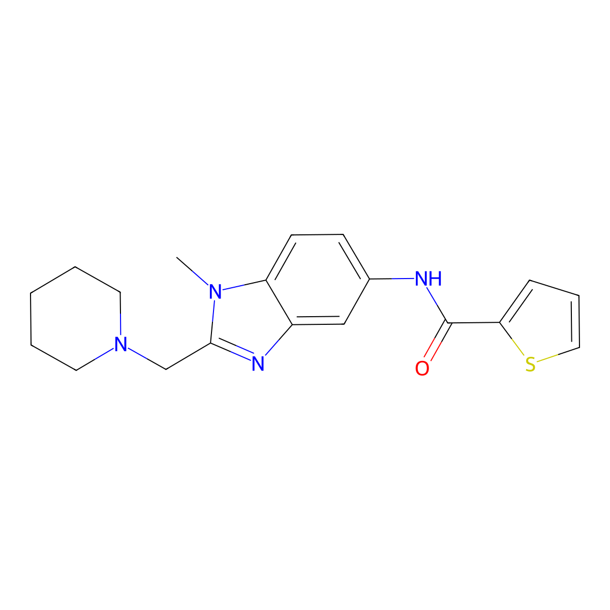 N-[1-methyl-2-(1-piperidinylmethyl)-1H-benzimidazol-5-yl]-2-thiophenecarboxamide molecular structure, CAS 831200-26-1
