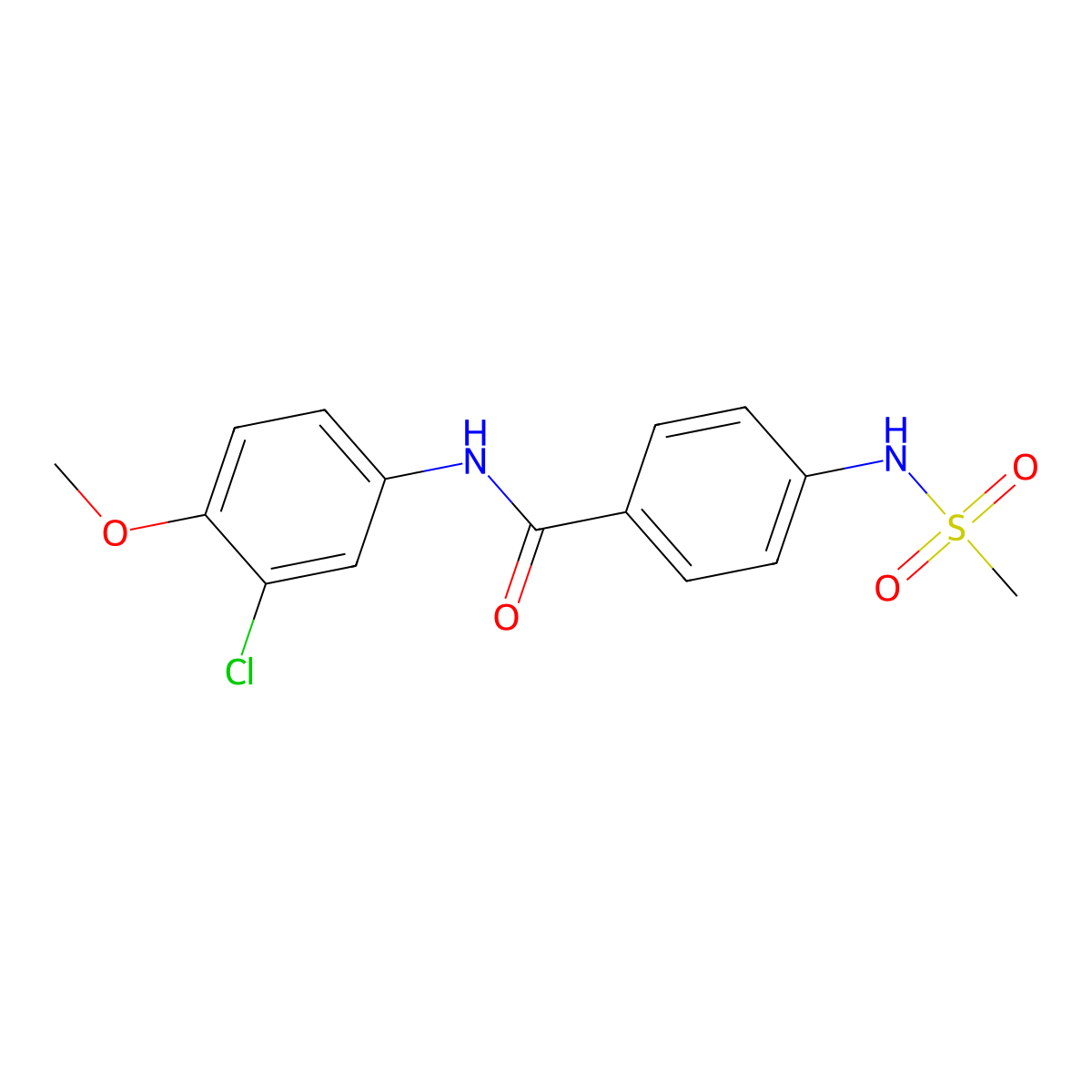 N-(3-chloro-4-methoxyphenyl)-4-[(methylsulfonyl)amino]benzamide molecular structure, CAS 831200-32-9