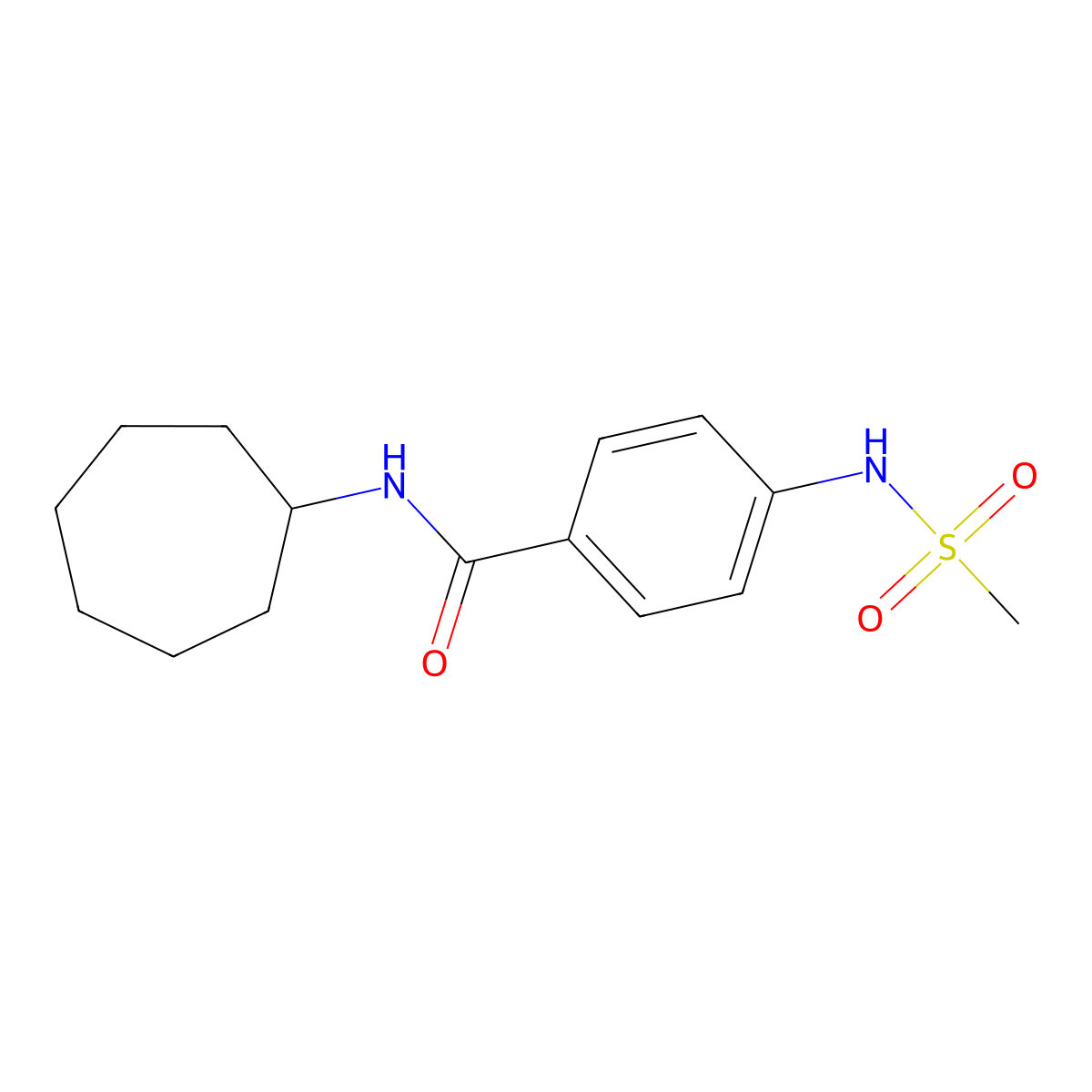 N-cycloheptyl-4-[(methylsulfonyl)amino]benzamide molecular structure, CAS 831200-41-0