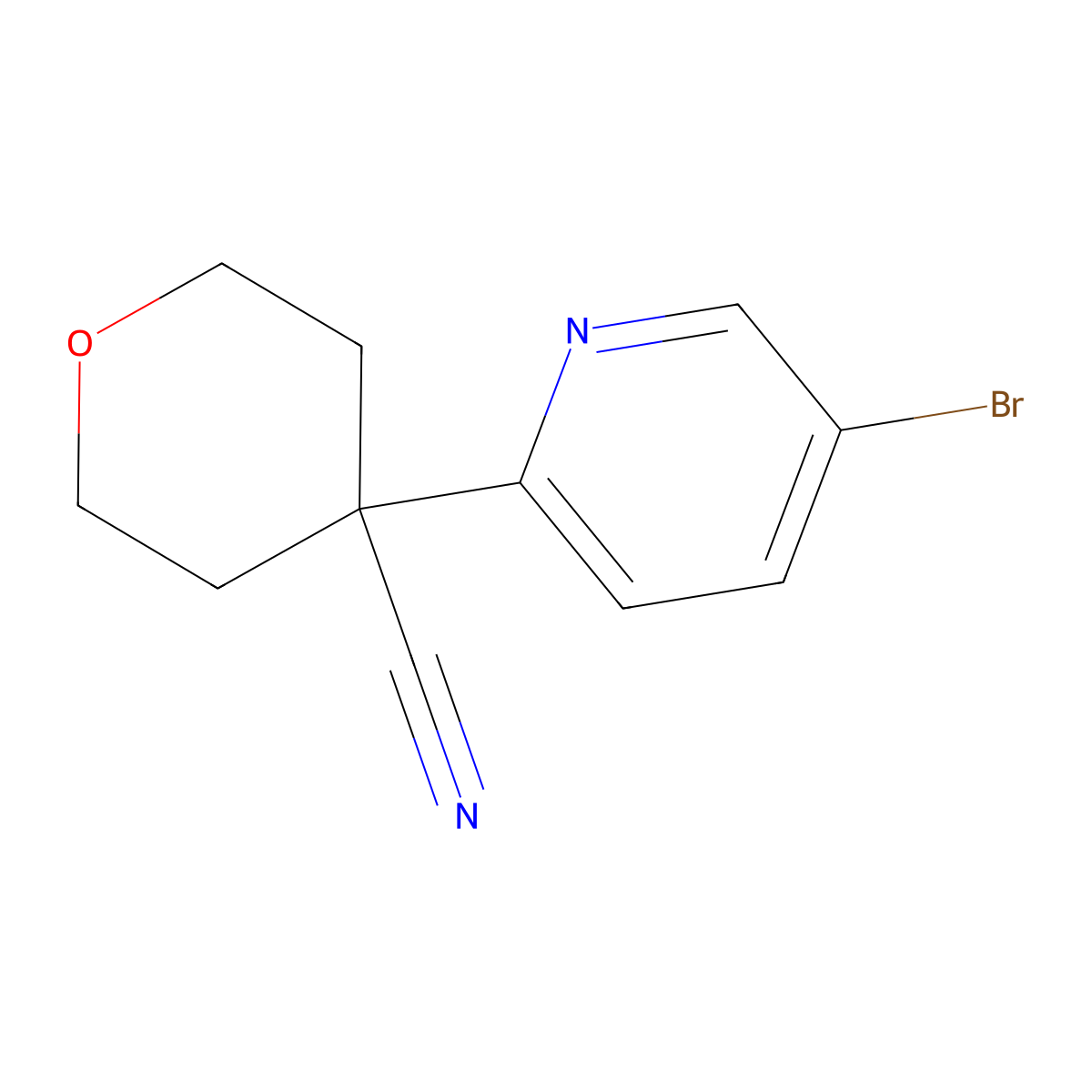 4-(5-Bromopyridin-2-yl)tetrahydro-2H-pyran-4-carbonitrile molecular structure, CAS 831203-30-6