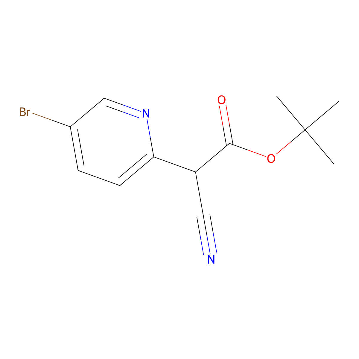 tert-Butyl 2-(5-bromopyridin-2-yl)-2-cyanoacetate molecular structure, CAS 831203-34-0