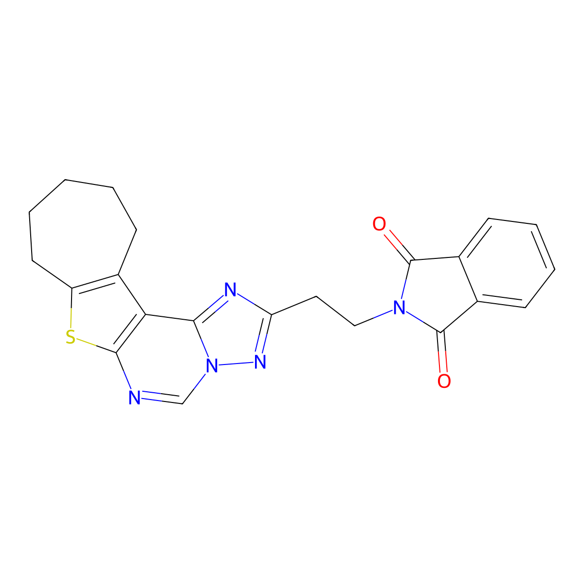 2-(2-(9,10,11,12-tetrahydro-8H-cyclohepta[4,5]thieno[3,2-e][1,2,4]triazolo[1,5-c]pyrimidin-2-yl)ethyl)isoindoline-1,3-dione molecular structure, CAS 831204-51-4