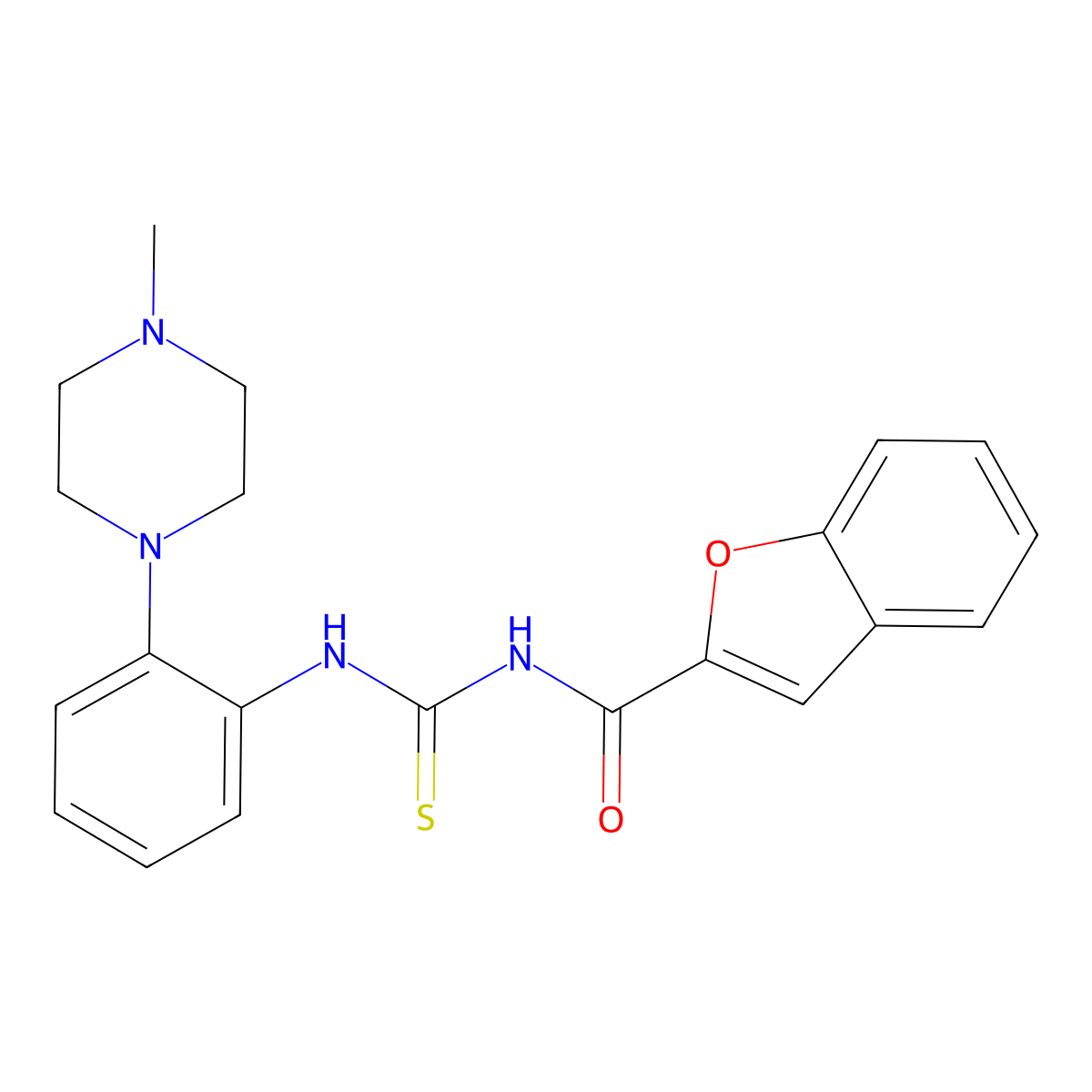 N-[[2-(4-methylpiperazin-1-yl)phenyl]carbamothioyl]-1-benzofuran-2-carboxamide molecular structure, CAS 831204-66-1