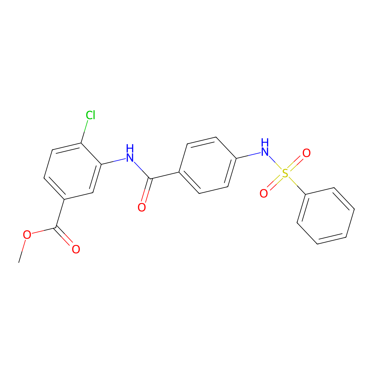 Methyl 4-chloro-3-[({4-[(phenylsulfonyl)amino]phenyl}carbonyl)amino]benzoate molecular structure, CAS 831205-39-1
