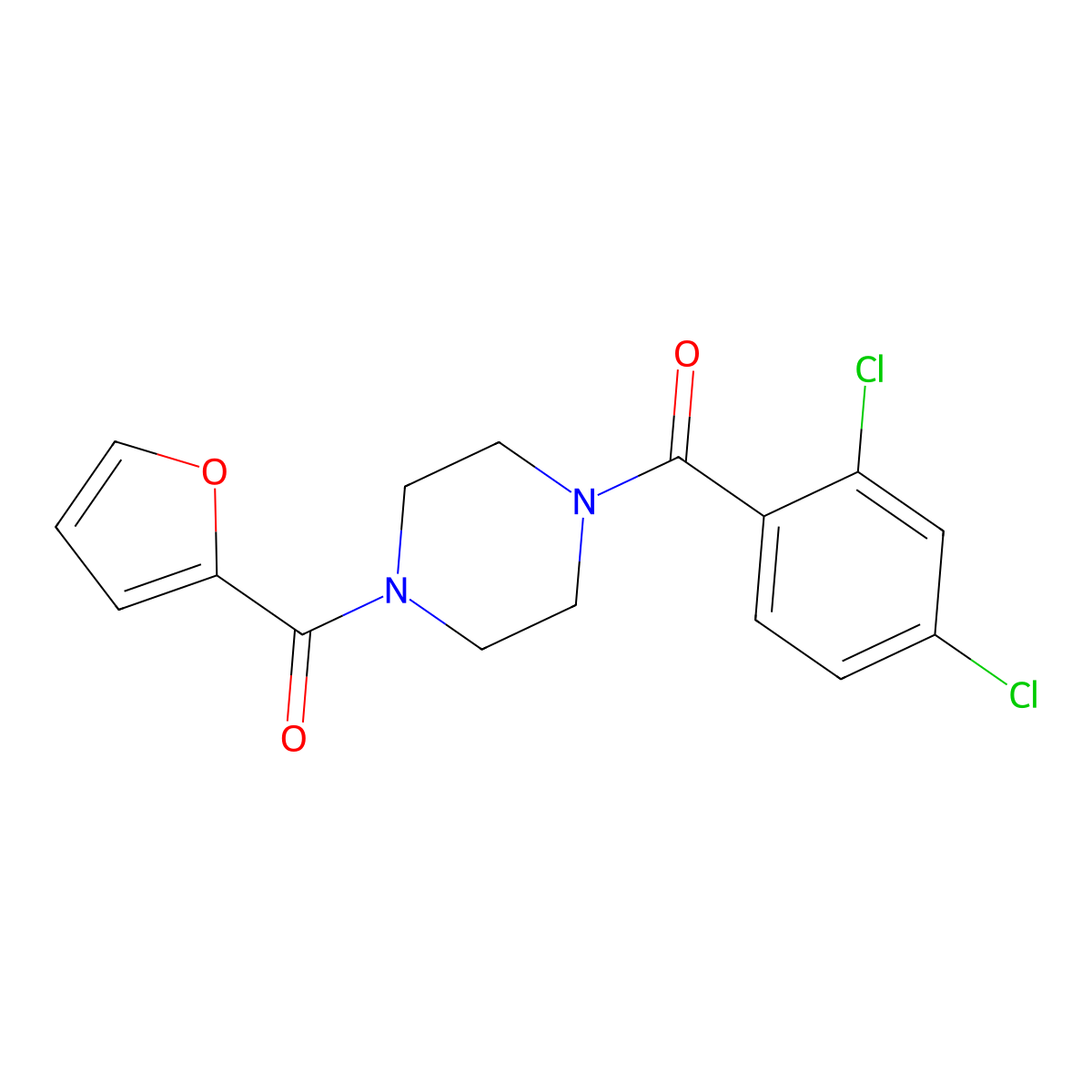 (4-(2,4-Dichlorobenzoyl)piperazin-1-yl)(furan-2-yl)methanone molecular structure, CAS 831205-42-6