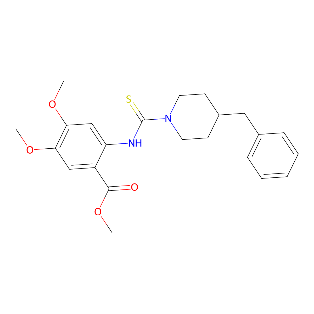 Methyl 4,5-dimethoxy-2-({[4-benzylpiperidyl]thioxomethyl}amino)benzoate molecular structure, CAS 831205-48-2