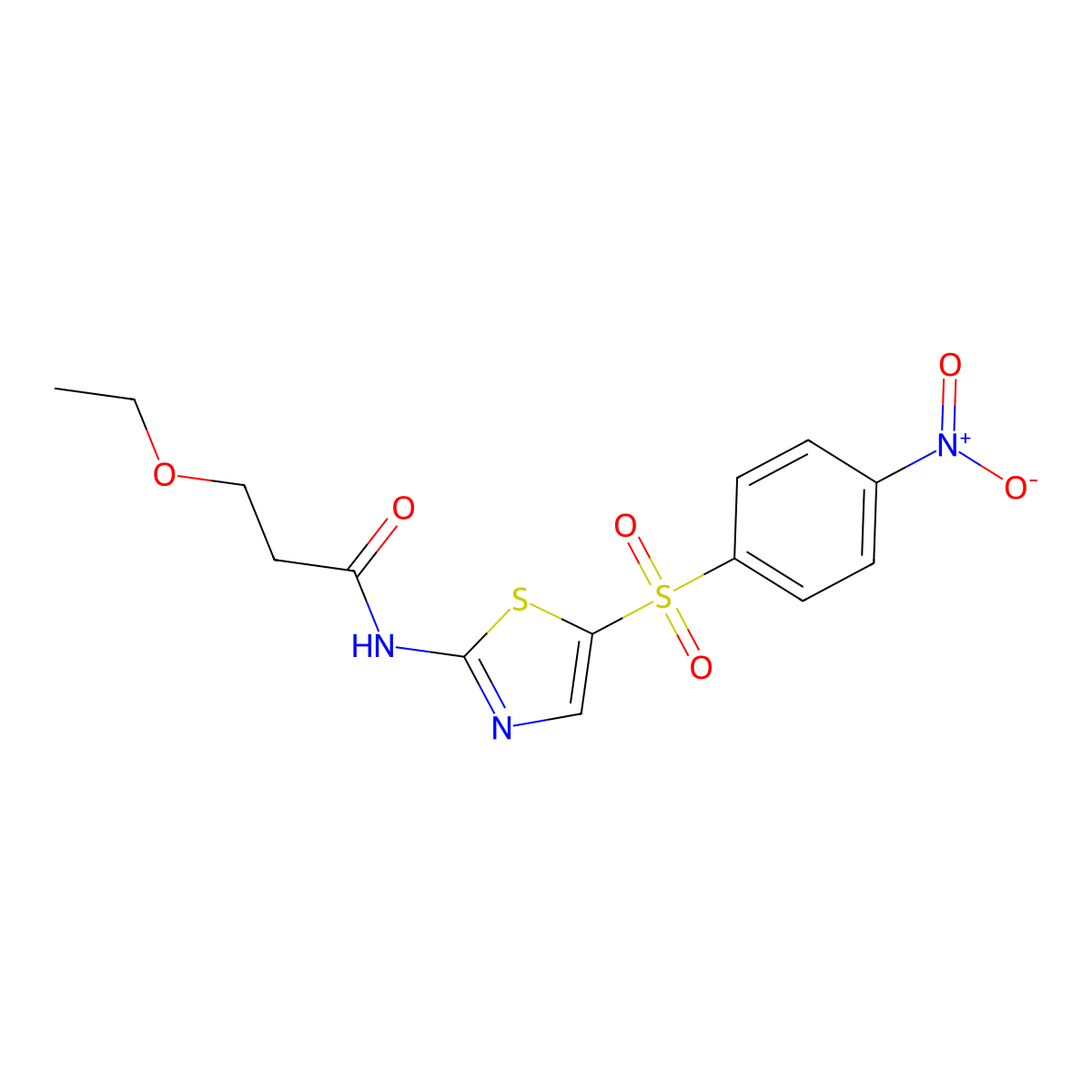 3-ethoxy-N-[5-(4-nitrophenyl)sulfonyl-1,3-thiazol-2-yl]propanamide molecular structure, CAS 831205-55-1