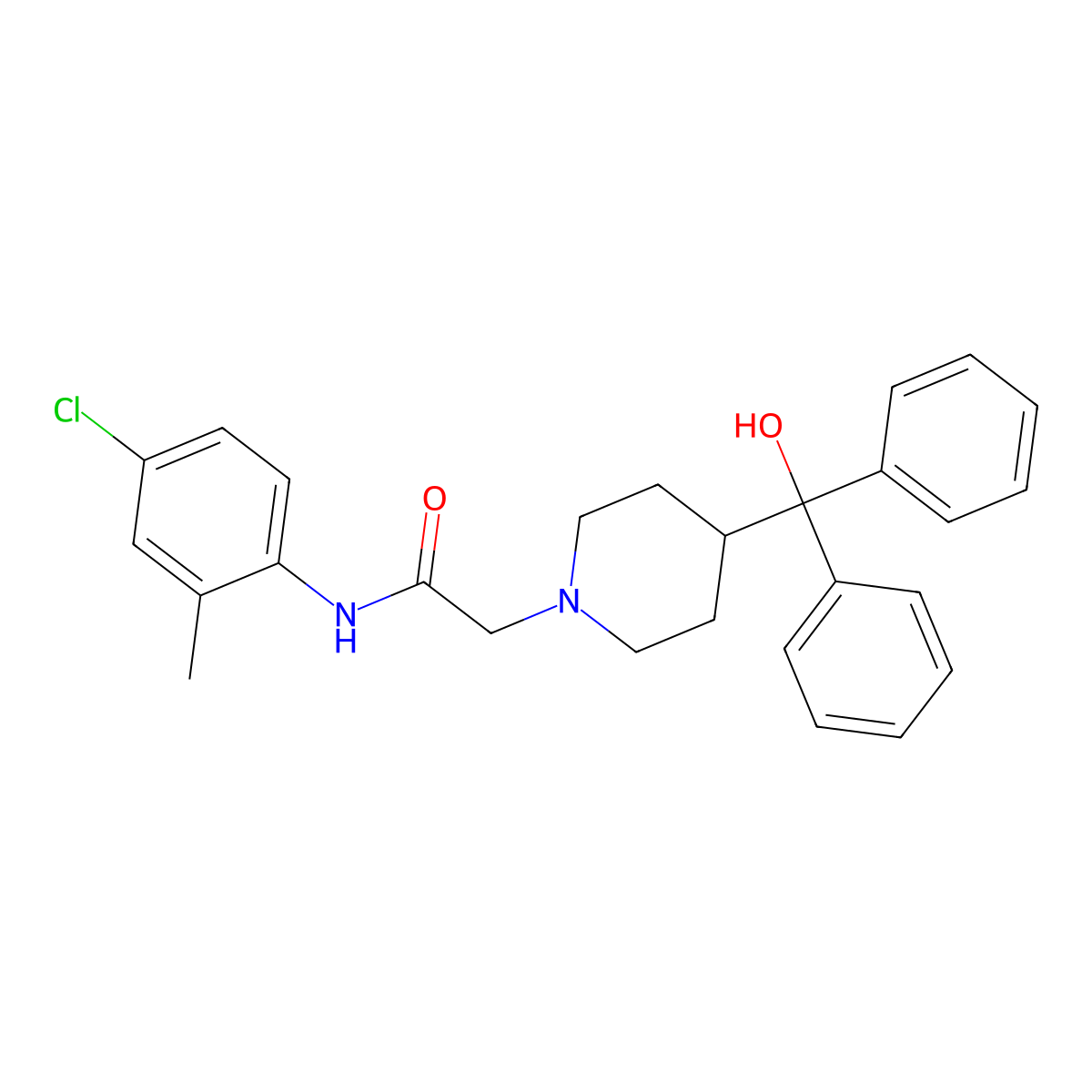 N-(4-chloro-2-methylphenyl)-2-[4-[hydroxy(diphenyl)methyl]piperidin-1-yl]acetamide molecular structure, CAS 831205-57-3