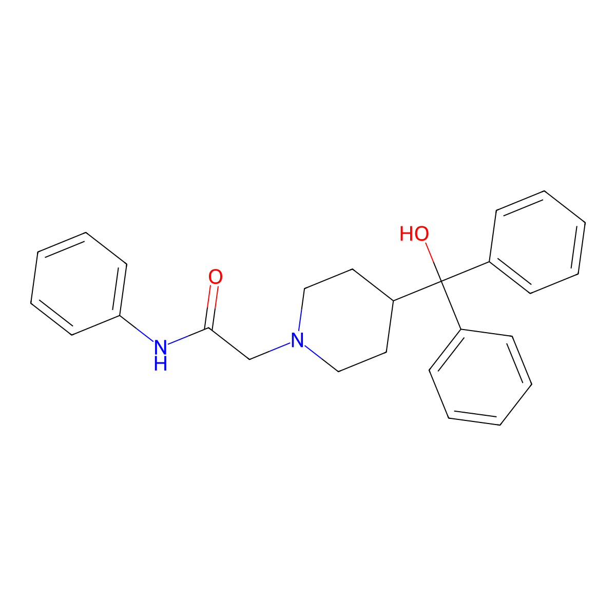2-[4-[hydroxy(diphenyl)methyl]piperidin-1-yl]-N-phenylacetamide molecular structure, CAS 831205-69-7