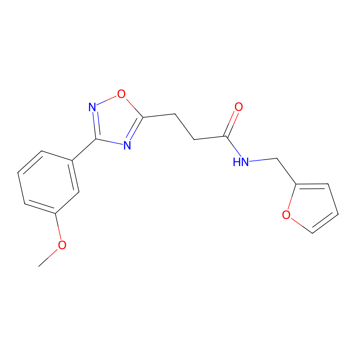 N-(furan-2-ylmethyl)-3-[3-(3-methoxyphenyl)-1,2,4-oxadiazol-5-yl]propanamide molecular structure, CAS 831205-91-5