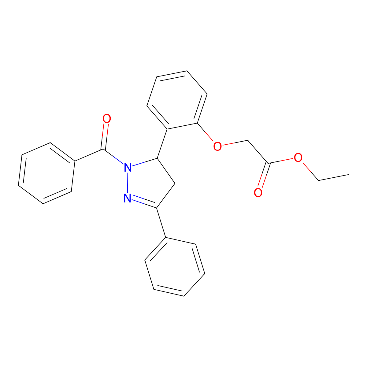 ethyl 2-[2-(1-benzoyl-3-phenyl-4,5-dihydro-1H-pyrazol-5-yl)phenoxy]acetate molecular structure, CAS 831205-96-0