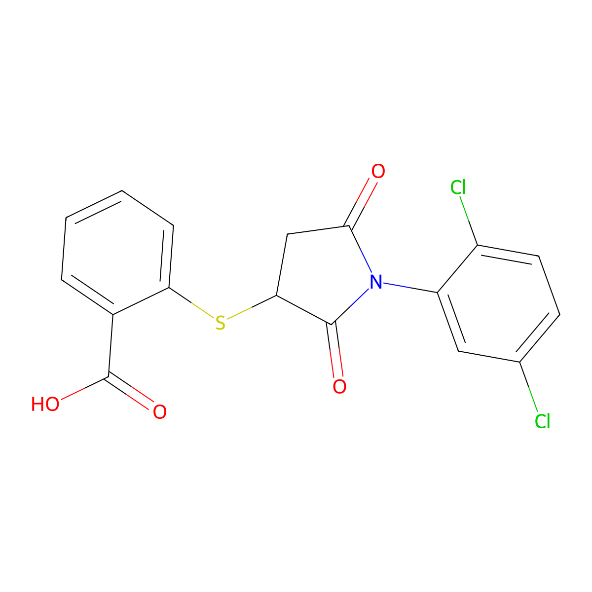 2-{[1-(2,5-Dichlorophenyl)-2,5-dioxopyrrolidin-3-yl]sulfanyl}benzoic acid molecular structure, CAS 831205-98-2