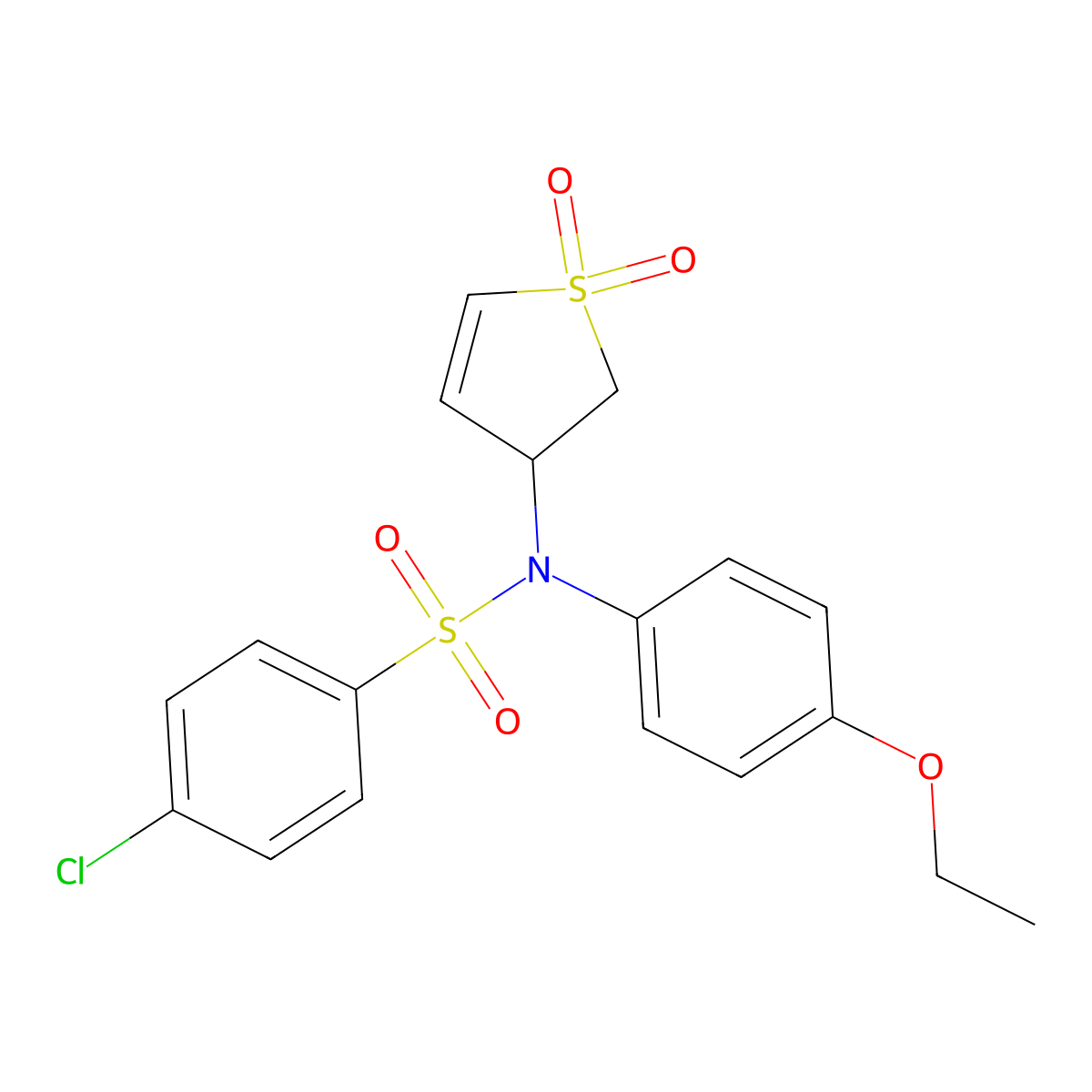 4-chloro-N-(1,1-dioxo-2,3-dihydrothiophen-3-yl)-N-(4-ethoxyphenyl)benzenesulfonamide molecular structure, CAS 831206-08-7