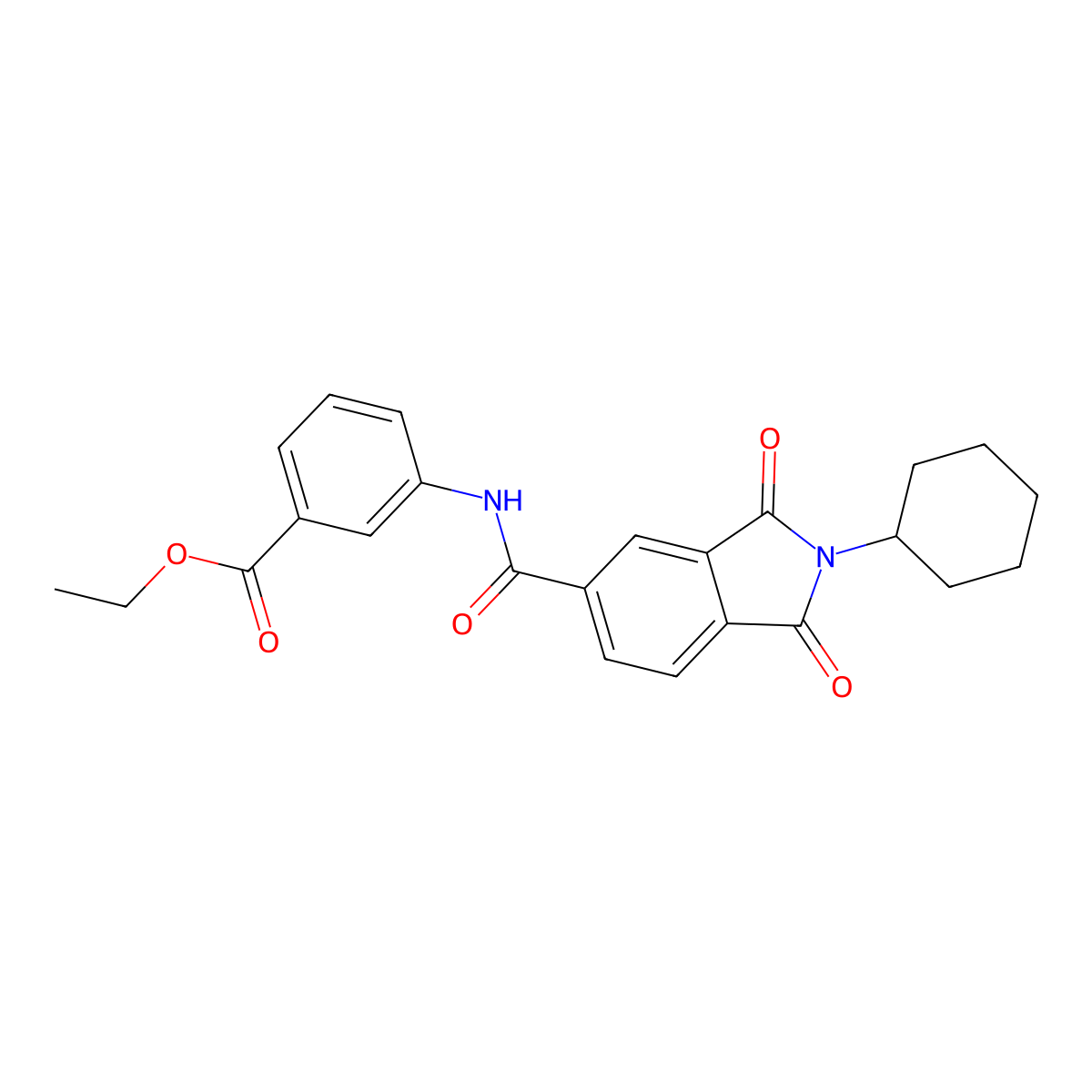 ethyl 3-{[(2-cyclohexyl-1,3-dioxo-2,3-dihydro-1H-isoindol-5-yl)carbonyl]amino}benzoate molecular structure, CAS 831206-09-8