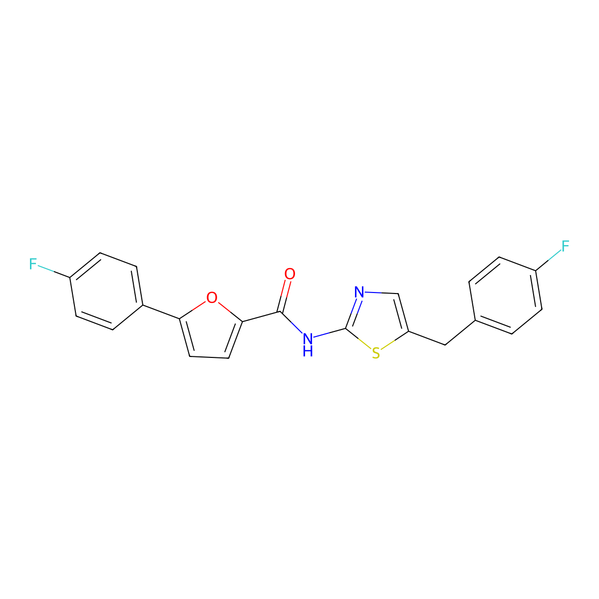 N-[5-(4-fluorobenzyl)-1,3-thiazol-2-yl]-5-(4-fluorophenyl)furan-2-carboxamide molecular structure, CAS 831206-40-7