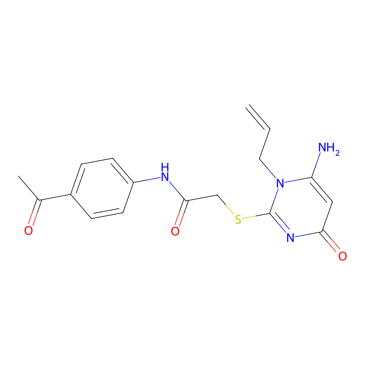 N-(4-acetylphenyl)-2-(6-amino-4-oxo-1-prop-2-enylpyrimidin-2-yl)sulfanylacetamide molecular structure, CAS 831206-48-5