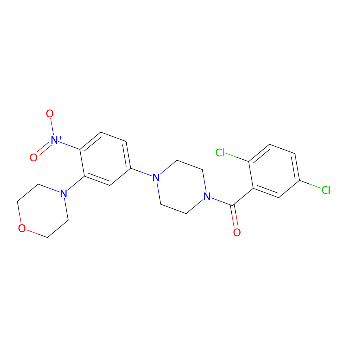 (2,5-Dichlorophenyl)-[4-(3-morpholin-4-yl-4-nitrophenyl)piperazin-1-yl]methanone molecular structure, CAS 831206-83-8