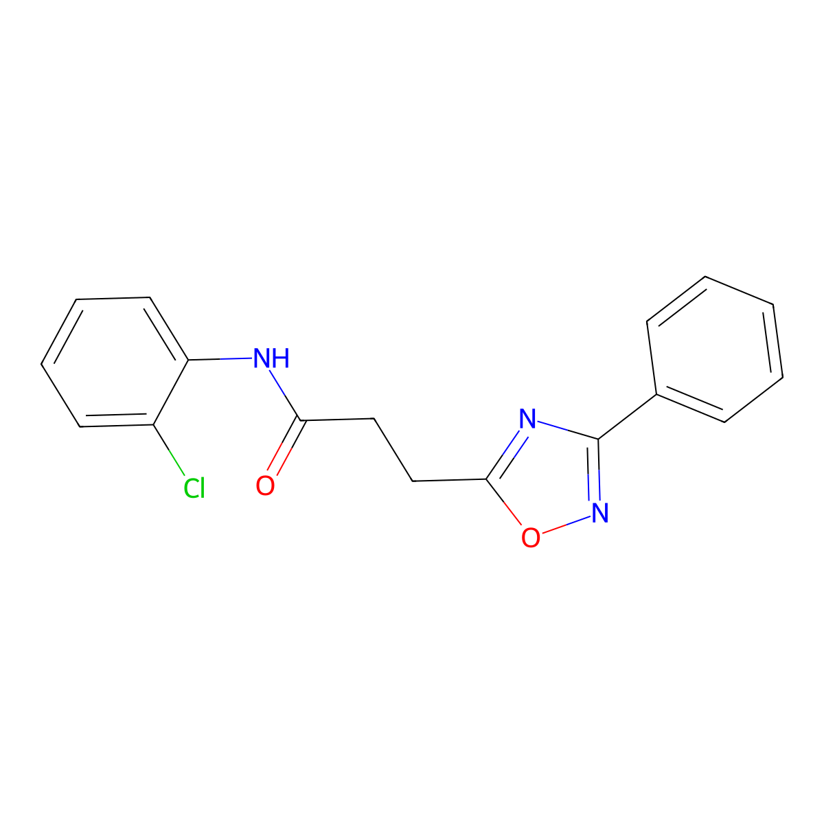 N-(2-chlorophenyl)-3-(3-phenyl-1,2,4-oxadiazol-5-yl)propanamide molecular structure, CAS 831207-12-6