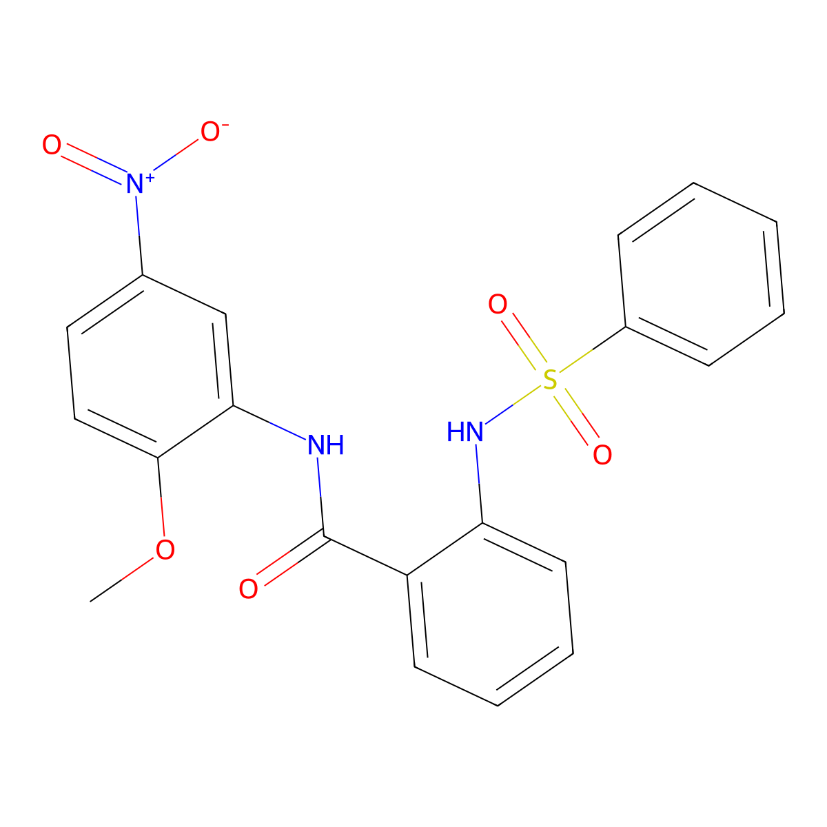 2-(benzenesulfonamido)-N-(2-methoxy-5-nitrophenyl)benzamide molecular structure, CAS 831207-18-2