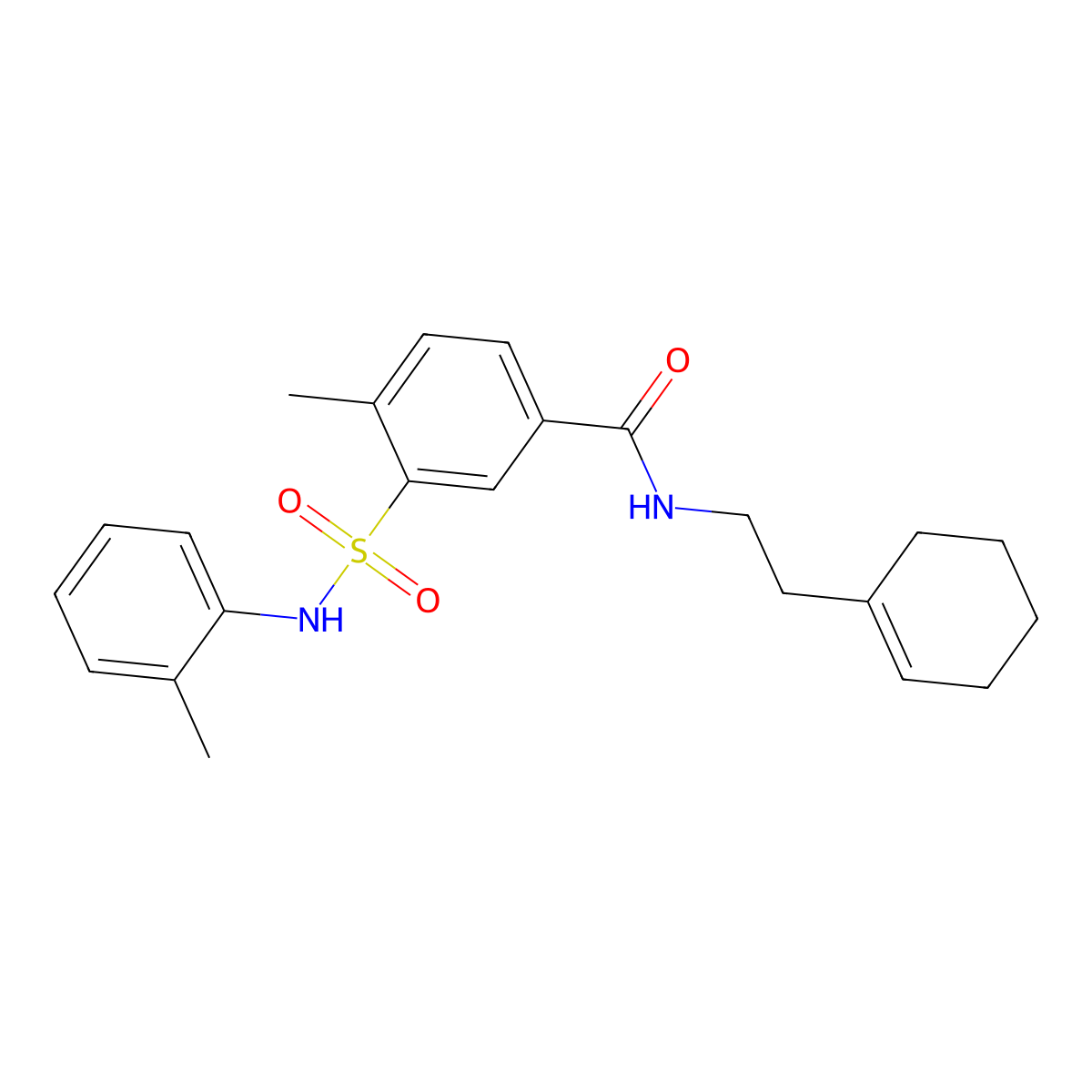 N-[2-(1-cyclohexen-1-yl)ethyl]-4-methyl-3-{[(2-methylphenyl)amino]sulfonyl}benzamide molecular structure, CAS 831207-34-2