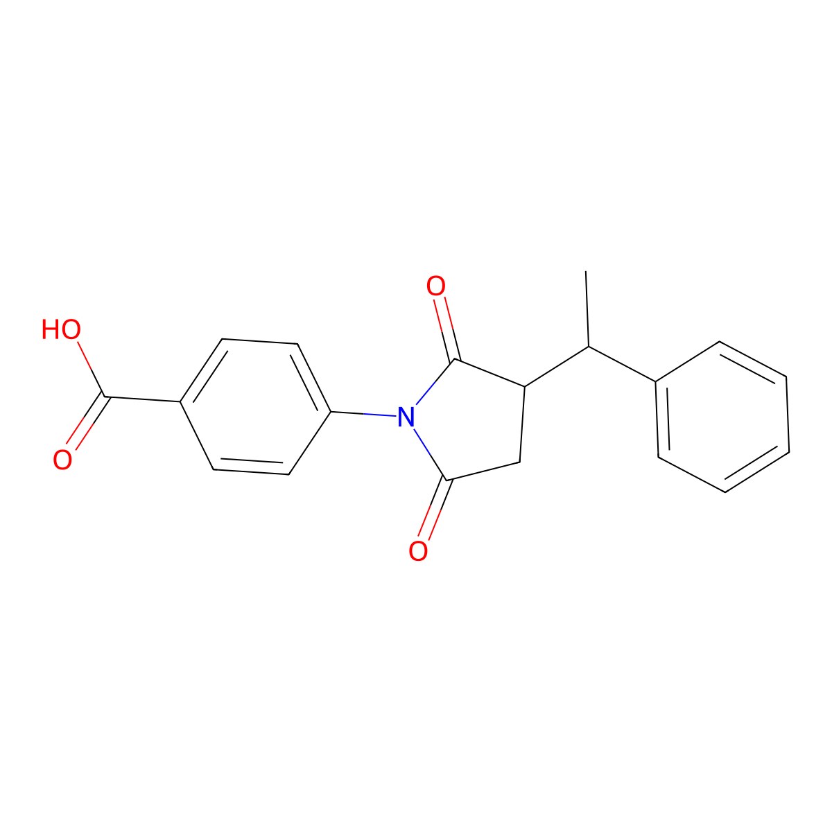 4-[2,5-Dioxo-3-(1-phenylethyl)pyrrolidin-1-yl]benzoic acid molecular structure, CAS 831207-36-4
