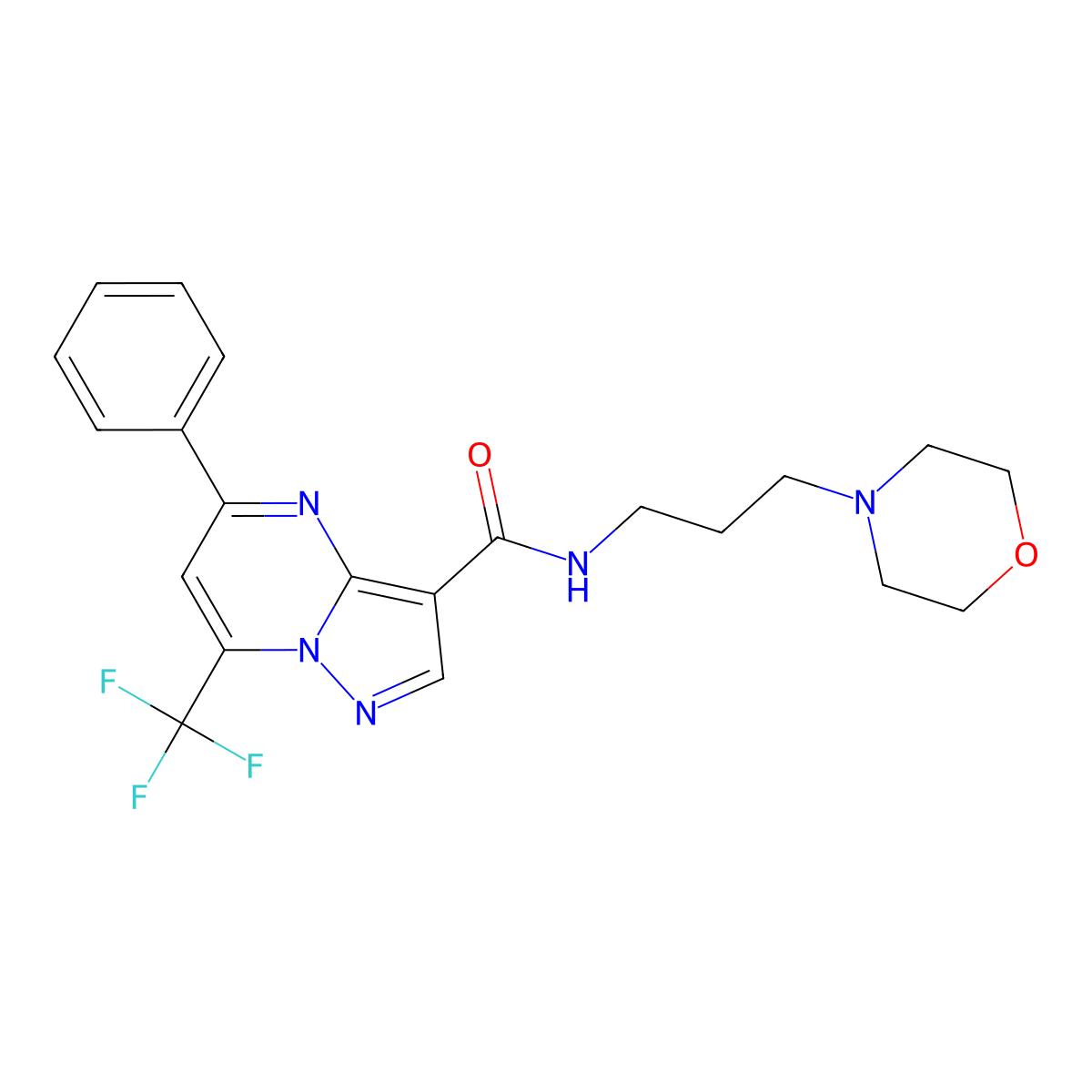 N-(3-morpholin-4-ylpropyl)-5-phenyl-7-(trifluoromethyl)pyrazolo[1,5-a]pyrimidine-3-carboxamide molecular structure, CAS 831207-46-6