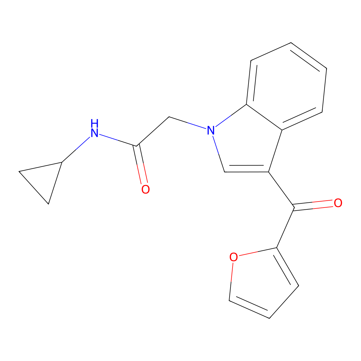 N-cyclopropyl-2-[3-(furan-2-carbonyl)indol-1-yl]acetamide molecular structure, CAS 831207-71-7