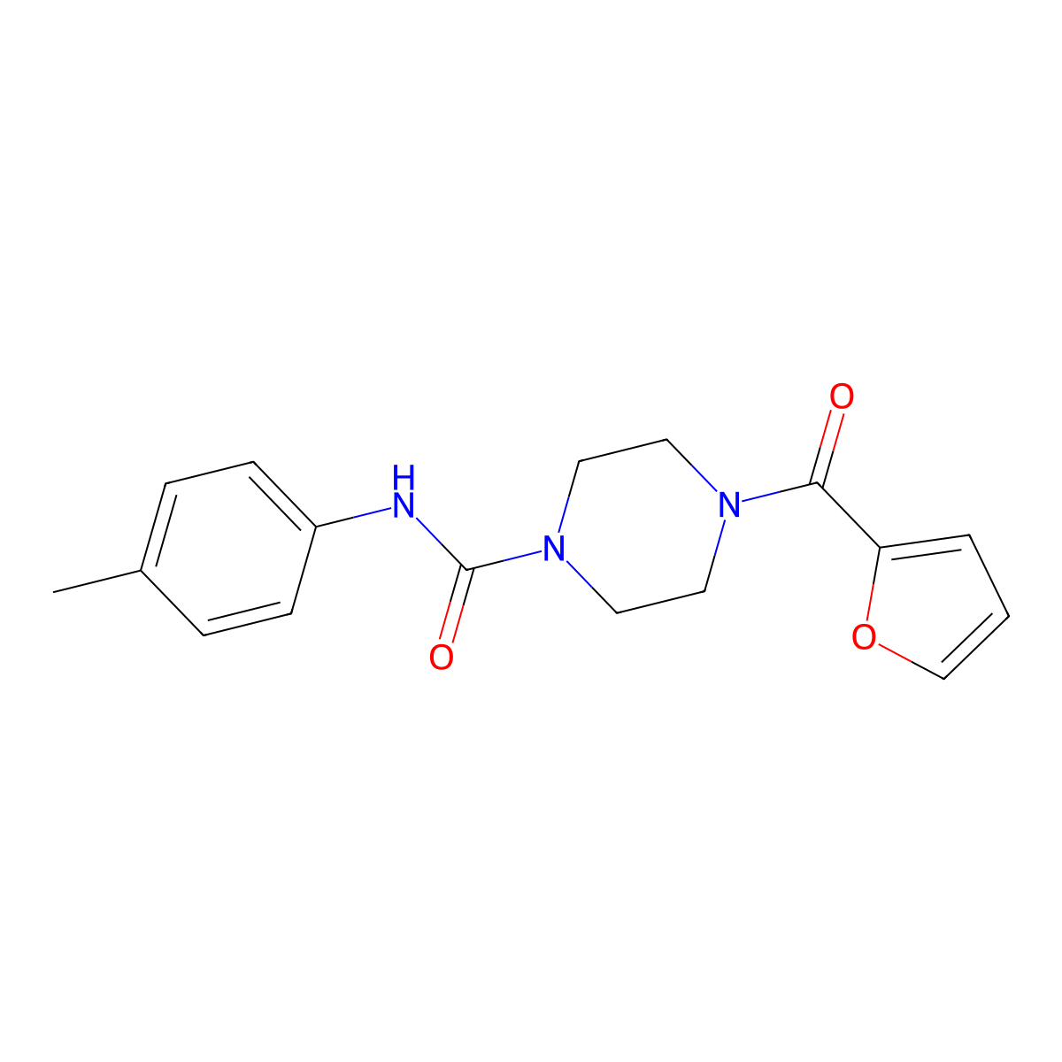 4-(furan-2-ylcarbonyl)-N-(4-methylphenyl)piperazine-1-carboxamide molecular structure, CAS 831207-88-6