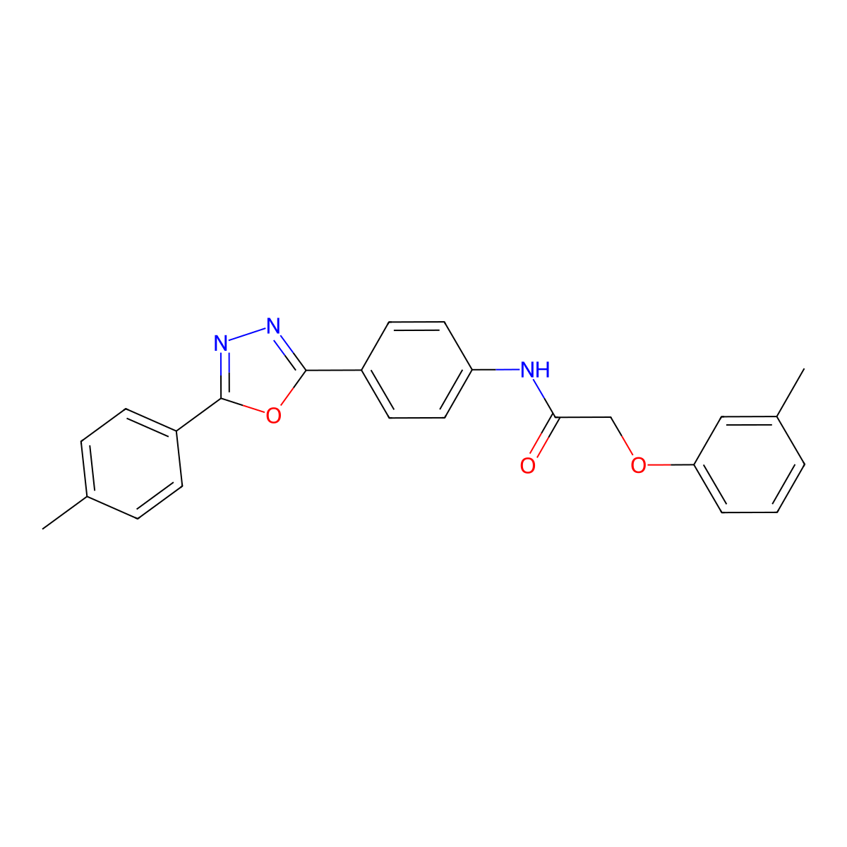 2-(3-methylphenoxy)-N-[4-[5-(4-methylphenyl)-1,3,4-oxadiazol-2-yl]phenyl]acetamide molecular structure, CAS 831208-12-9