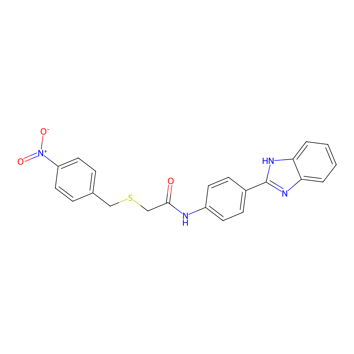 N-[4-(1H-benzimidazol-2-yl)phenyl]-2-[(4-nitrophenyl)methylsulfanyl]acetamide molecular structure, CAS 831208-94-7