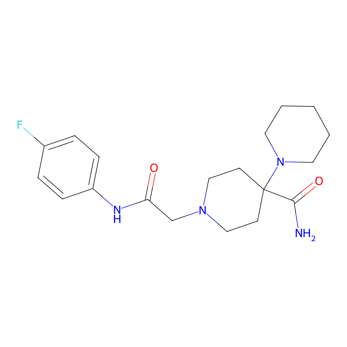1-{[N-(4-fluorophenyl)carbamoyl]methyl}-4-piperidylpiperidine-4-carboxamide molecular structure, CAS 831209-16-6