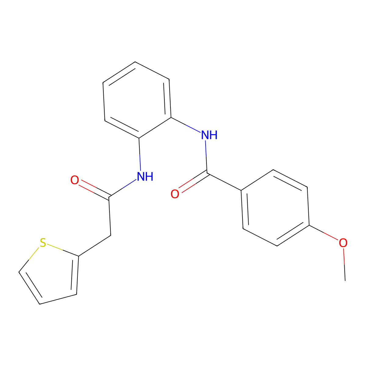 4-methoxy-N-[2-[(2-thiophen-2-ylacetyl)amino]phenyl]benzamide molecular structure, CAS 831211-05-3