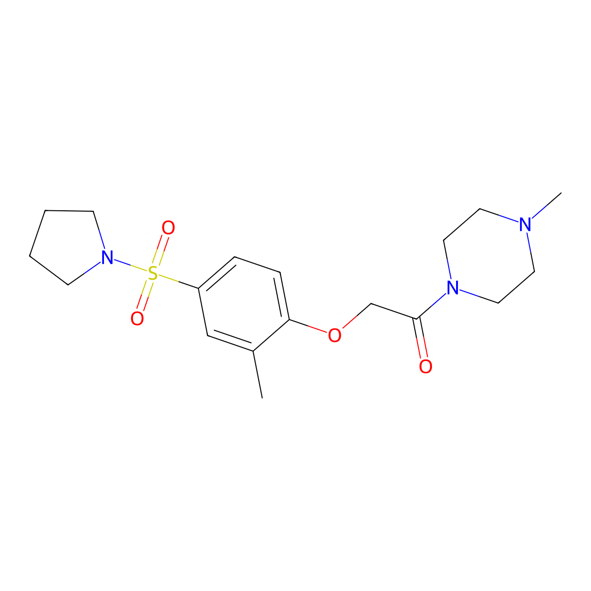 1-(4-Methylpiperazin-1-yl)-2-(2-methyl-4-pyrrolidin-1-ylsulfonylphenoxy)ethanone molecular structure, CAS 831211-07-5
