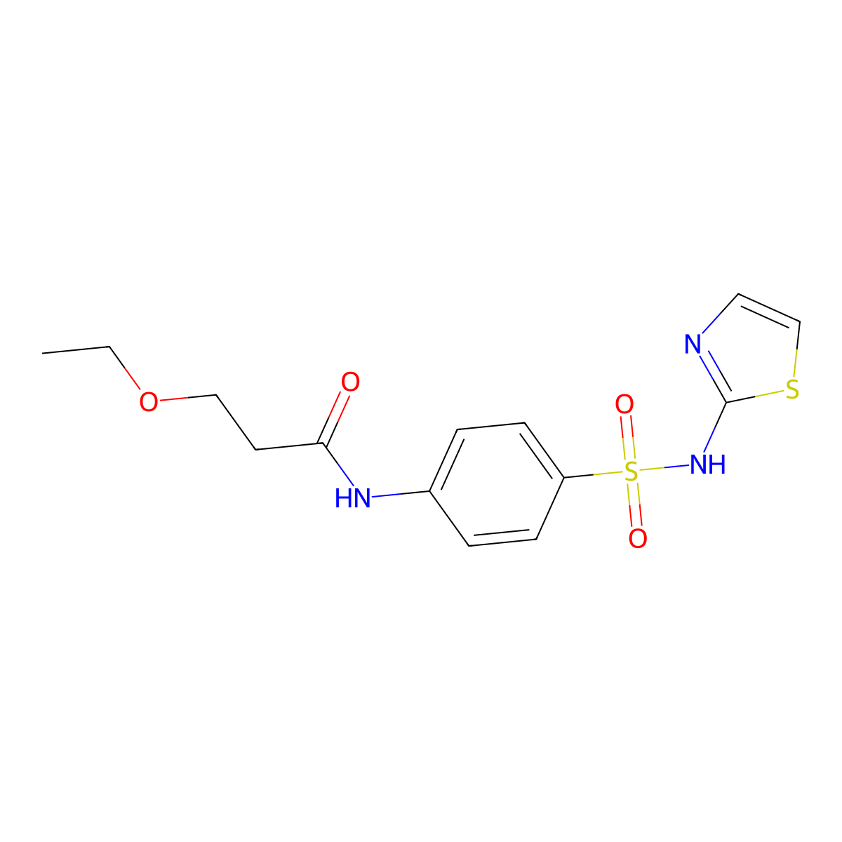 3-ethoxy-N-[4-(1,3-thiazol-2-ylsulfamoyl)phenyl]propanamide molecular structure, CAS 831211-13-3