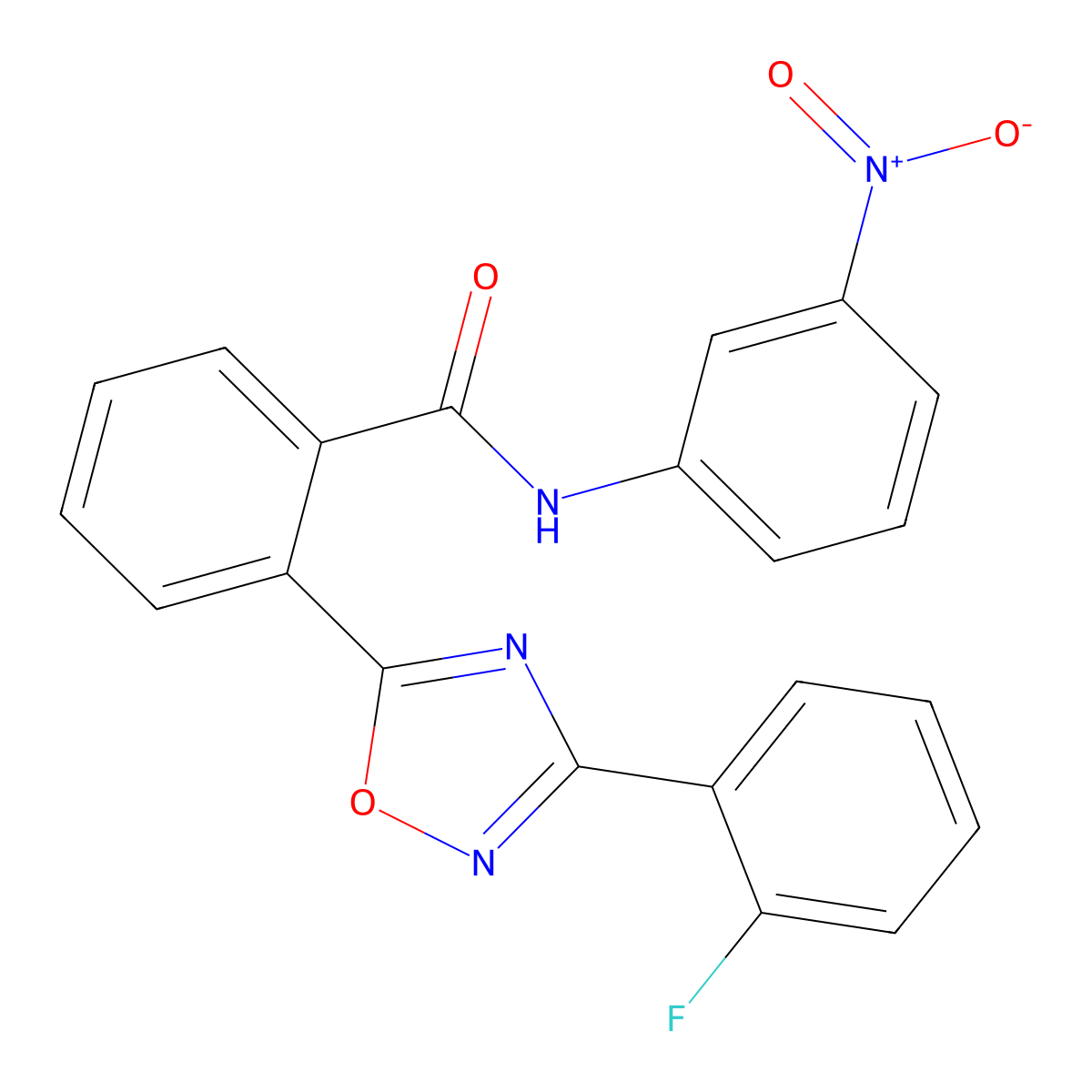 2-[3-(2-fluorophenyl)-1,2,4-oxadiazol-5-yl]-N-(3-nitrophenyl)benzamide molecular structure, CAS 831211-36-0