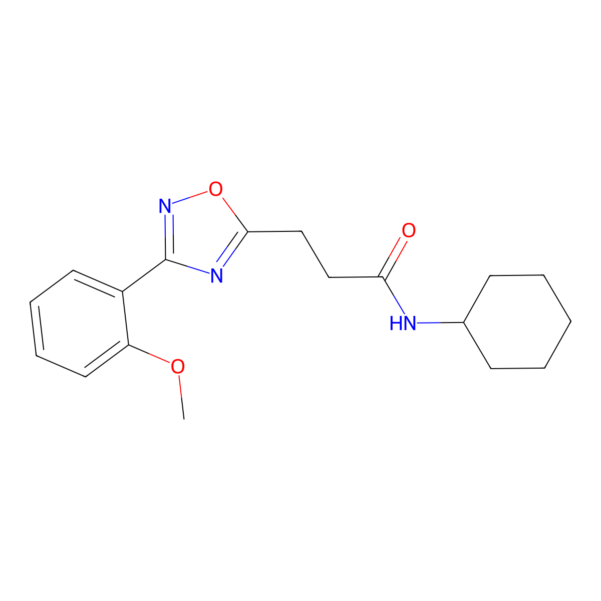 N-cyclohexyl-3-[3-(2-methoxyphenyl)-1,2,4-oxadiazol-5-yl]propanamide molecular structure, CAS 831211-43-9