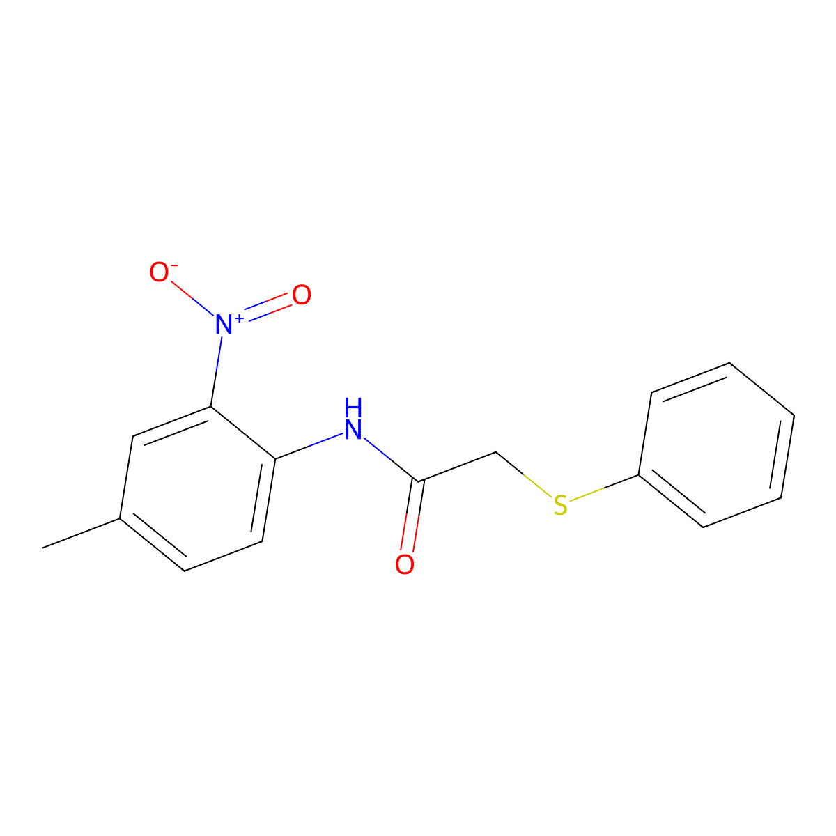N-(4-methyl-2-nitrophenyl)-2-phenylsulfanylacetamide molecular structure, CAS 831211-53-1
