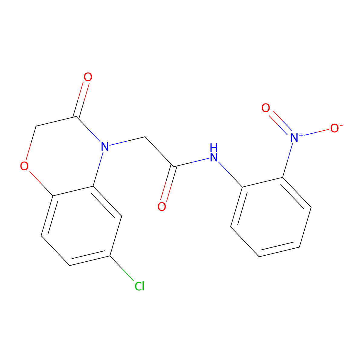 2-(6-chloro-3-oxo-1,4-benzoxazin-4-yl)-N-(2-nitrophenyl)acetamide molecular structure, CAS 831211-65-5