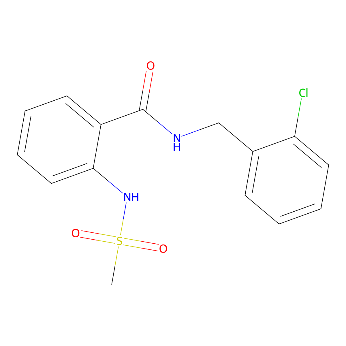 N-(2-chlorobenzyl)-2-[(methylsulfonyl)amino]benzamide molecular structure, CAS 831211-67-7